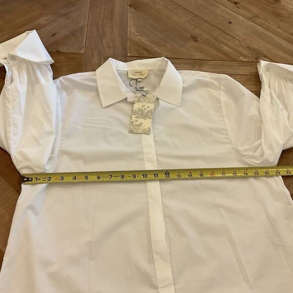 Tuckernuck x India Hicks White Cotton Britwell Blouse Large Long Sleeve NWT - Picture 9 of 11